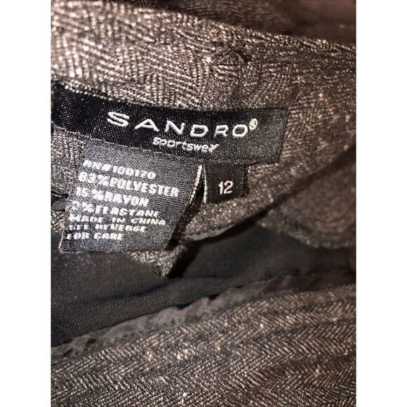Sandro Tweed Trouser Pants Womens Sz 12 Wide Leg Pants Black - Picture 3 of 4